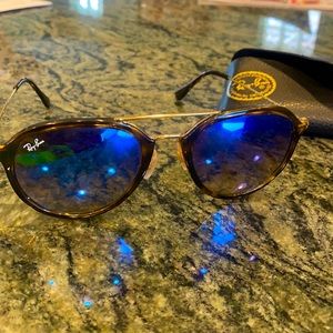 Brown and blue Ray-Ban aviator sunglasses